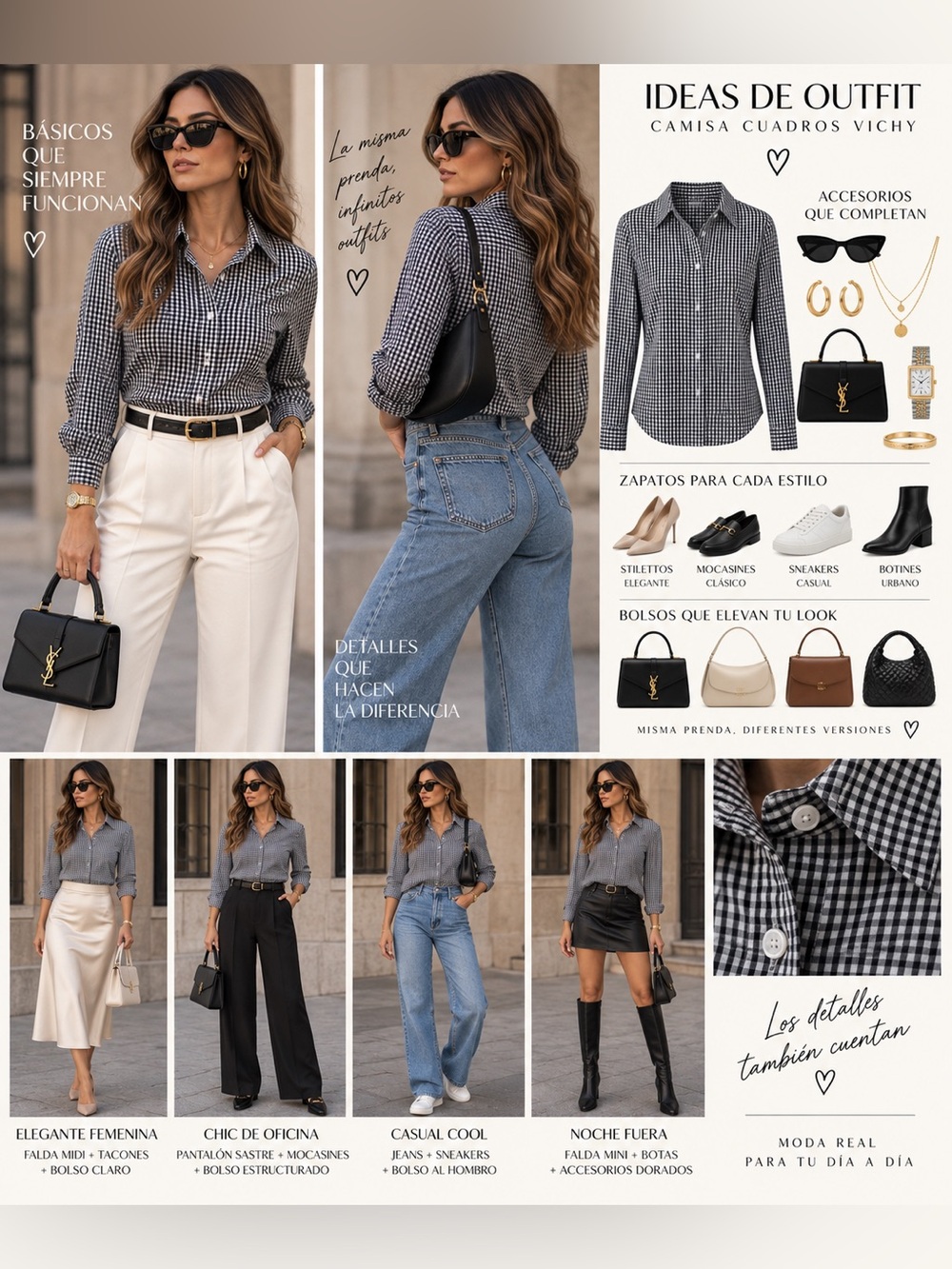 Active USA Black & White Gingham Button-Down Shirt